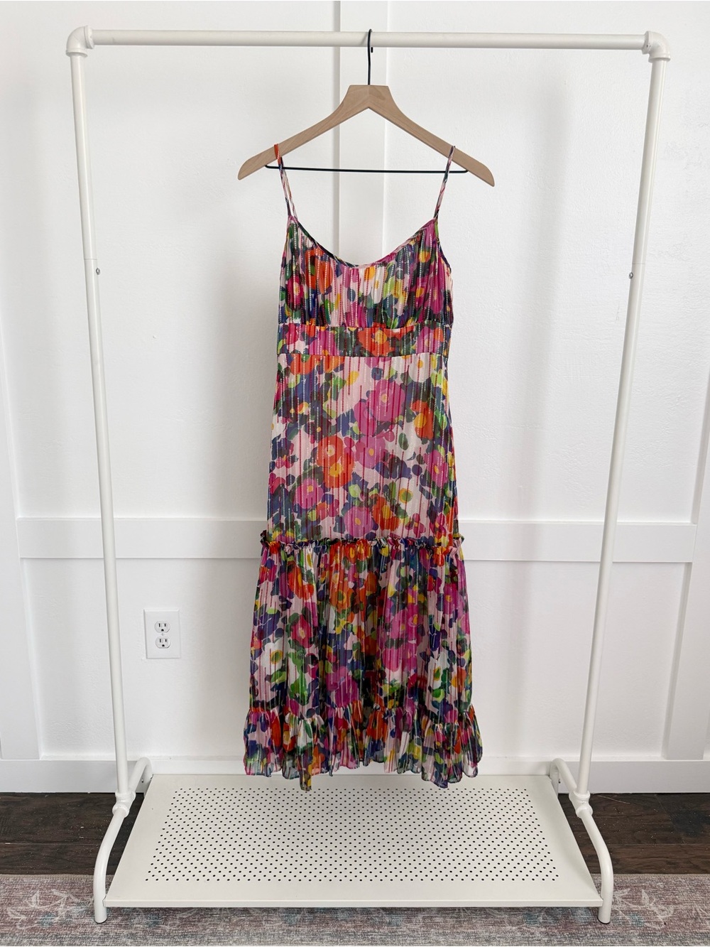 Saloni Bella Silk Midi Dress Multicolor Floral